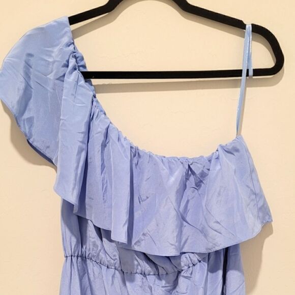 FINAL SALE🌷Club Monaco Hanitah👗 silk one shoulder ruffle dress size 10 - Picture 8 of 16